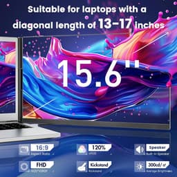 15,6-inch Draagbare Externe Laptop Monitor 1080p FHD IPS Scherm - 120% sRGB - HDMI, USB-A & Type-C Aansluiting - Plug & Play voor Windows, Mac & Android — thumbnail 5
