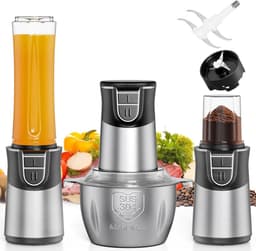 Krachtige 3-in-1 Hakmolen, Blender en Kruidenmolen - 500W Keukenmachine met 2L RVS Kom — thumbnail 1