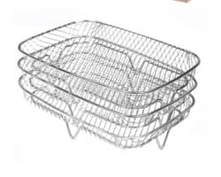 Rechthoekige airfryer-accessoires, barbecue-rek, drielaags stapelbare gaas ovenaccessoires, 304 roestvrijstalen afdruiprek