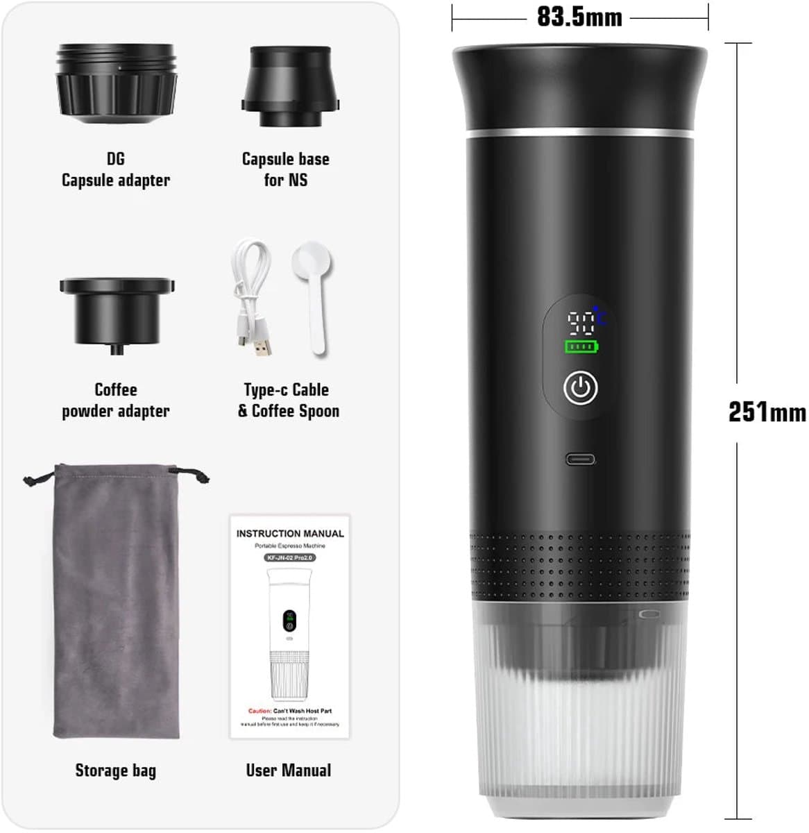 Draadloos Elektrisch - Portabele Espresso Koffiemachine - 3-in-1 Capsule en Poeder - Koffiemaker - Voor Reizigers en Kampeerders — afbeelding 1