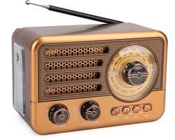 Retro Speaker - Bluetooth Speaker - Am Fm SW Kleine Draagbare Radio - Vintage Speaker - Retro Radio Bluetooth - Retro Radio - Noodradio - 2000mAh Oplaadbare Batterij - Met LED Zaklamp - Ondersteunt TF Kaart, USB, AUX Play - Bruin