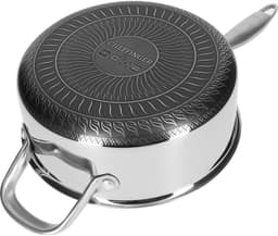 Cheffinger, Hoge Koekenpan 28cm Honingraat Coating met Lange Handgreep en Deksel, Zilver — thumbnail 2