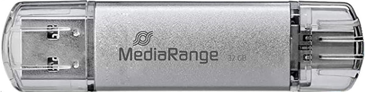 MediaRange USB Stick 32GB | Combo USB 3.2 Gen 1 met USB-A en USB Type-C | Zilver — afbeelding 1