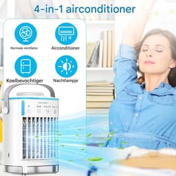 GELLDG Mini Airco - Mobiele Airco - Luchtkoeler 4in1 - Aircooler - Tafelventilator - 4 windsnelheden - 2 luchtbevochtingsstanden - timer - Lekvrij - Geschikt voor thuis, op kantoor of op reis - Wit — thumbnail 3