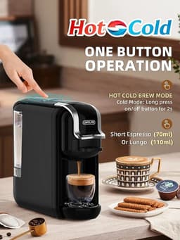 Vedder House - Koffiezetapparaat Cups - 4 in 1 - Zwart - Warme en koude dranken - Koffiemachine - Koffiepadmachine — thumbnail 5