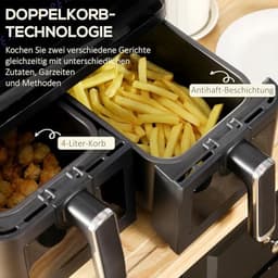 8-in-1 Airfryer met 2 Kamers en Temperatuurinstelling van 80-200°C, 2500W, Antiaanbaklaag en Digitale Timer — thumbnail 4