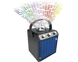 Draagbare Bluetooth Speaker met Disco Licht en Karaoke Functie | 30W Stereo | FM Radio | AUX | USB | Micro-SD | Houten Kast