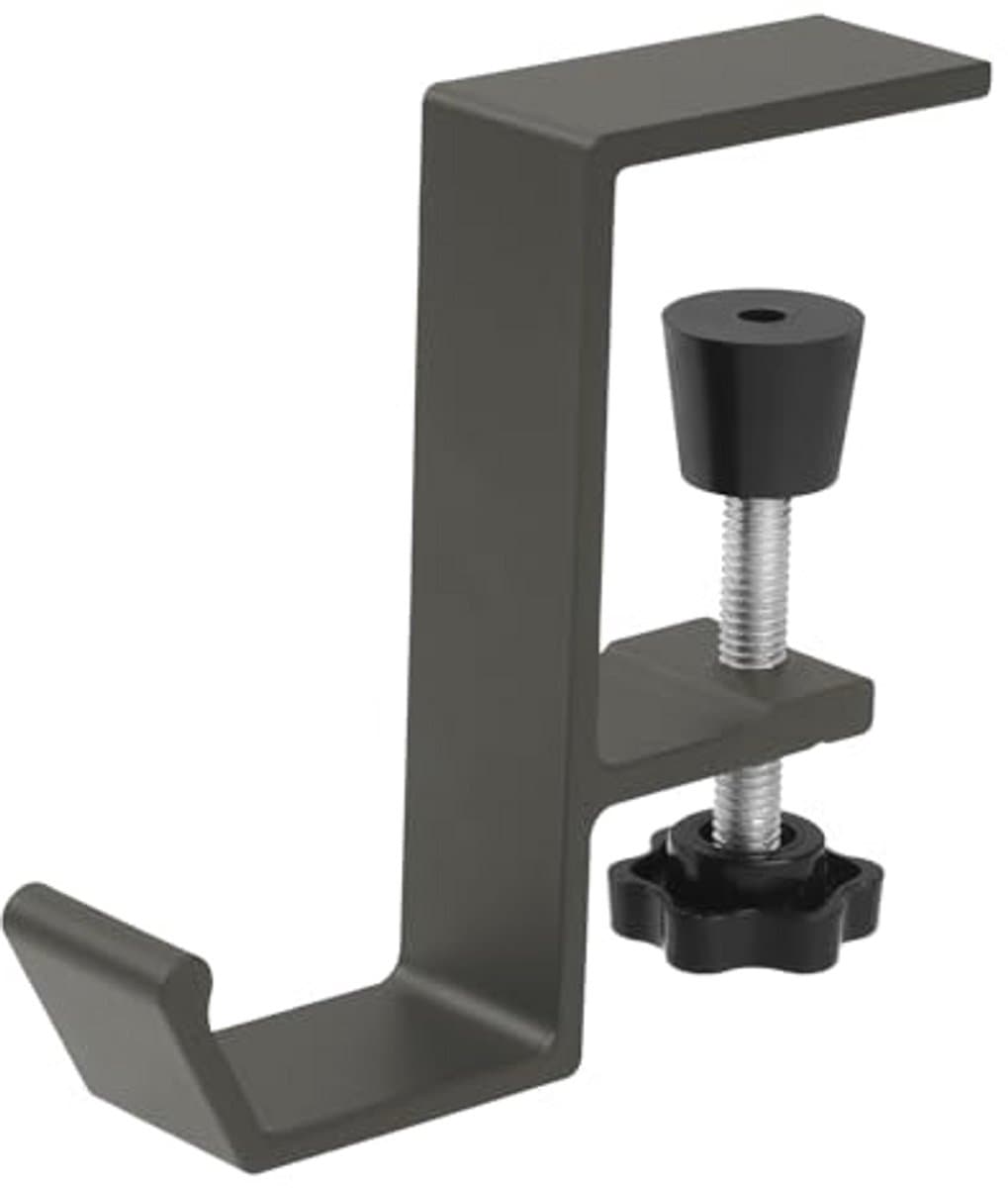 Hoofdtelefoonstandaard met Dubbele Haak - Aluminiummateriaal - Gaming Headset Houder - Bureau Accessoire (Grijs) — afbeelding 1