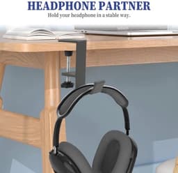 Hoofdtelefoonstandaard met Dubbele Haak - Aluminiummateriaal - Gaming Headset Houder - Bureau Accessoire (Grijs) — thumbnail 2