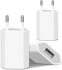 GELLDG 5W USB-stroomadapter - 3-pack - USB-stekker - Stroomadapter - 5V 1A AC-adapterlader - Geschikt voor iPhone XS, X, 8, 7, 6, 5, mobiele telefoons, Android-telefoons, smartwatches, Xiaomi-telefoons, hoofdtelefoons en smartwatches — thumbnail 1