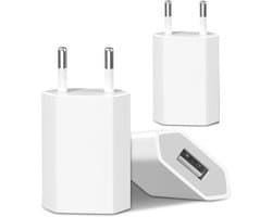 5W USB-stroomadapter - 3-pack - USB-stekker - Stroomadapter - 5V 1A AC-adapterlader - Geschikt voor iPhone XS, X, 8, 7, 6, 5, mobiele telefoons, Android-telefoons, smartwatches, Xiaomi-telefoons, hoofdtelefoons en smartwatches