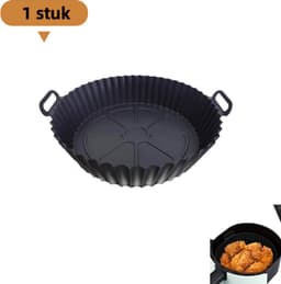 1 stuk - Airfryer siliconen bakvorm - 3D opvouwbaar rond - bakvorm - huishoudmat voor airfryer - zwart — thumbnail 1