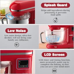 Keukenmachine 1500W met 5,5 L kom, LCD-display en 6 snelheden voor bakken en kneden — thumbnail 1