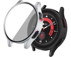 Screen protector - Geschikt voor Samsung Galaxy Watch 4 - 40 mm - Full Cover Hard Case / Beschermend Hoesje - Zilver