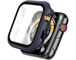 Screen protector - Geschikt voor Apple Watch 4 / 5 / 6 / SE - 44 mm - Full Cover Hard Case / Beschermend Hoesje - Donkerblauw