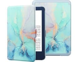 Ultra Slim PU Leather Folio Case voor Kindle 6 inch 11e generatie 2022 – Marmer Blue