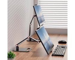 PromoHome Draagbare monitorhouder 12–17,3 inch – Verstelbare metalen standaard – 360° draaibaar – Geschikt voor laptop, tablet en extra scherm