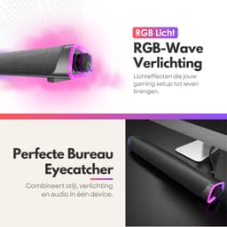 Bluetooth RGB Gaming Speaker Soundbar – 12W – Compacte USB Soundbar met AUX – RGB Wave Light – Luidspreker Voor PC & Monitor — thumbnail 3