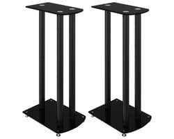 vidaXL - Luidsprekerstandaards - 2 - st - 3 - pijlers - gehard - glas - zwart