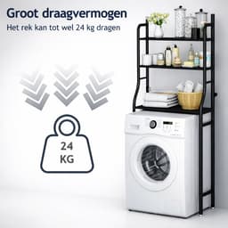 MeubelsvanJoep wasmachine ombouw rek zwart 159 x 67 x 25 cm - Wasmachine rek met opbergruimte zwart - Wasmachine rek bovenlader zwart - Wasmachine rek voorlader zwart - Toilet kast - Wc meubel - Wc kast — thumbnail 5