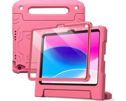 Kindertablet Case voor iPad 11e/10e Generatie met Schermbeschermer, Schokbestendig Handvat en Kickstand - Roze