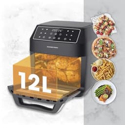 GOURMETmaxx Hetelucht friteuse 12 L Airfryer | Friteuse met 9 functies, touch display, roterende & shashlik spiesen | 10 Programma's incl. pizza | Mini-oven 1700 W - vrijwel olievrij — thumbnail 7