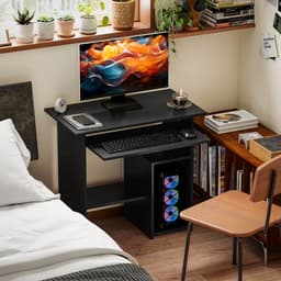 Compact Bureau - Schrijftafel - Computerbureau - Bureautafel - Bureau - Zwart - 80 x 45 x 75 cm — thumbnail 4