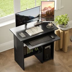 Compact Bureau - Schrijftafel - Computerbureau - Bureautafel - Bureau - Zwart - 80 x 45 x 75 cm — thumbnail 2