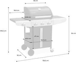 sweeek - Gasbarbecue 3 branders + 1 zijbrander met zijplanken en thermometer - bazin 3 — thumbnail 4