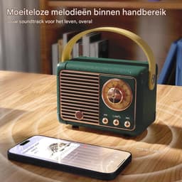 GELLDG Bluetooth-luidspreker - Mini - Draagbaar - Coole retro Bluetooth-luidspreker - Moderne muziekdoos - Geschikt voor kamerdecoratie, kantoordecoratie, woonkamerdecoratie, kinderfeestcadeau - Groen — thumbnail 6