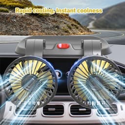 Krachtige 12V Dubbele Kop Autoventilator met 360° Rotatie voor Koele Lucht — thumbnail 2