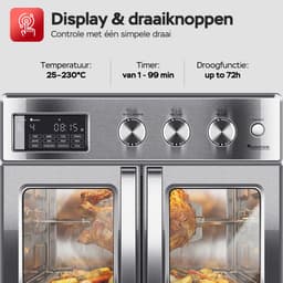 TurboTronic AFD32 Airfryer XXL en Oven – 12 Kookprogramma's – Vrijstaande Mini Oven – Instelbaar van 25 tot 230°C - 32L - Zilver — thumbnail 4