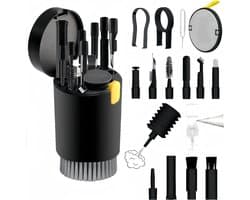 20 in 1 multifunctionele laptop telefoonscherm hoofdtelefoon schoonmaken kit, toetsenbord schoonmaken kit, toetsenbord schoonmaken kit met elektronische borstel spray (geschikt voor AirPods Pro, iPad, iPhone Pro, camera, computer reinigen, zwart)