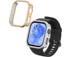kwmobile 2x kunststof horloge rand bescherming geschikt voor Huawei Watch Fit 3 Beschermhoes - Glitter beschermhoesje zilver / roségoud