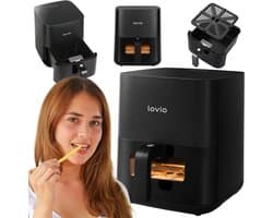 LOVIO PureFry Airfryer – 5L Heteluchtfriteuse – Stoomfunctie – Touchscreen – 1450W – Zwart
