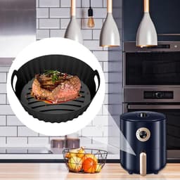 Vierkante bakvorm voor airfryer - Siliconen bakvorm - Gezond frituren - Energiebesparend keukenapparaat - Maak gemakkelijk knapperig eten - Geschikt voor groenten, vlees en snacks - Gemakkelijk schoon te maken - Set van 2 stuks 20,5 × 20,5 × 5 cm — thumbnail 5