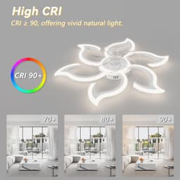 Slimme plafondventilator met LED verlichting, afstandsbediening, en spraakbediening - Stil in zomer/wintermodus, witte kleur — thumbnail 4