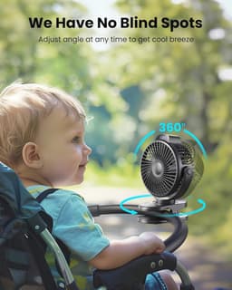 Draagbare Clip-on Ventilator - Mini USB Ventilator met 3 Snelheden en LED Display - 360° Draaibaar Persoonlijk Koelsysteem voor Op Bureau — thumbnail 5