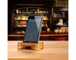 Handgemaakte Bamboe Telefoonhouder met Geluidsversterker – Passieve Luidspreker Dock – Geschikt voor Alle Smartphones