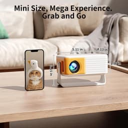 Mini Beamer - Projector - Full HD Ondersteuning - Draagbaar - Thuisbioscoop & Outdoor - HDMI & USB - Compatibel met Smartphone, PS5 & Fire Stick - Wit — thumbnail 2