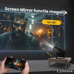 Lumina® Pro Mini Beamer 2026 – Android 14 Smart Projector met Google Playstore – Thuisbioscoop – Voor iOS & Android – WiFi 6 & Bluetooth 5.4 – Zwart — thumbnail 4
