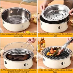 Koreaanse BBQ-grill Houtskoolkachel Houtskoolgrill Roestvrij staal Outdoor Camping Koken Thee rond de kachel Barbecuekachel — thumbnail 3