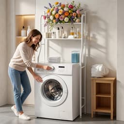 CHIWIN Wasmachine Opbergrek 2 Lagen – Badkamer Rek Met Verstelbare Poten 151 cm — thumbnail 1