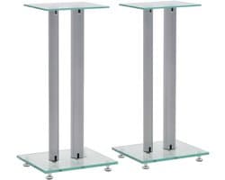 Set van 2 Speaker Stands Kolom Ontwerp Zilver Glas - Universele Luidsprekerstandaards