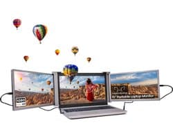 Draagbaar Dual Scherm voor Laptop - Full HD IPS Beeldscherm Uitbreiding via USB-C/HDMI