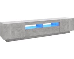 Tv-meubel met LED - Media kast - Woonkamer opbergen - Moderne uitstraling - 200x35x40 cm - Betongrijs