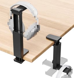 Hoofdtelefoonhouder (onder bureau of op tafel), hoofdtelefoonhaak/hanger (onder bureau), met veerklem, hoogteverstelling en kabelklem, gaming cadeauaccessoire. — thumbnail 1