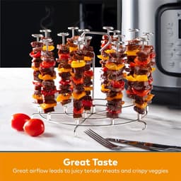 Gegrilde spieshouder - Geschikt voor Instant Pot en Ninja Foodi 8-liter airfryer - Airfryer Accessoires Set - Roestvrijstalen grillrack - Ø 18cm — thumbnail 4