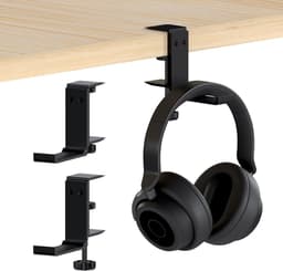 2 stuks Koptelefoon Houder voor onder Bureau – Koptelefoon Standaard – Verstelbare Headset Stand – Headset Hanger – Hoofdtelefoon Houder Bureau – Universele Hoofdtelefoon Haak - Zwart Aluminium，zwart — thumbnail 1