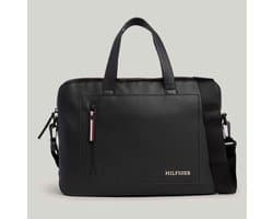 Tommy Hilfiger Laptoptas zwart - slim pique texture laptop bag black | AM0AM1178BDS